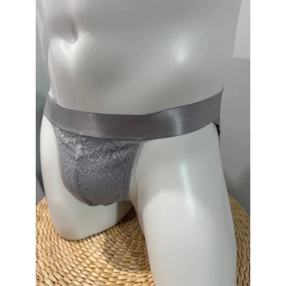 Cosabella Never Say Never Gray Lace Jock‎ Strap Premium Underwear L